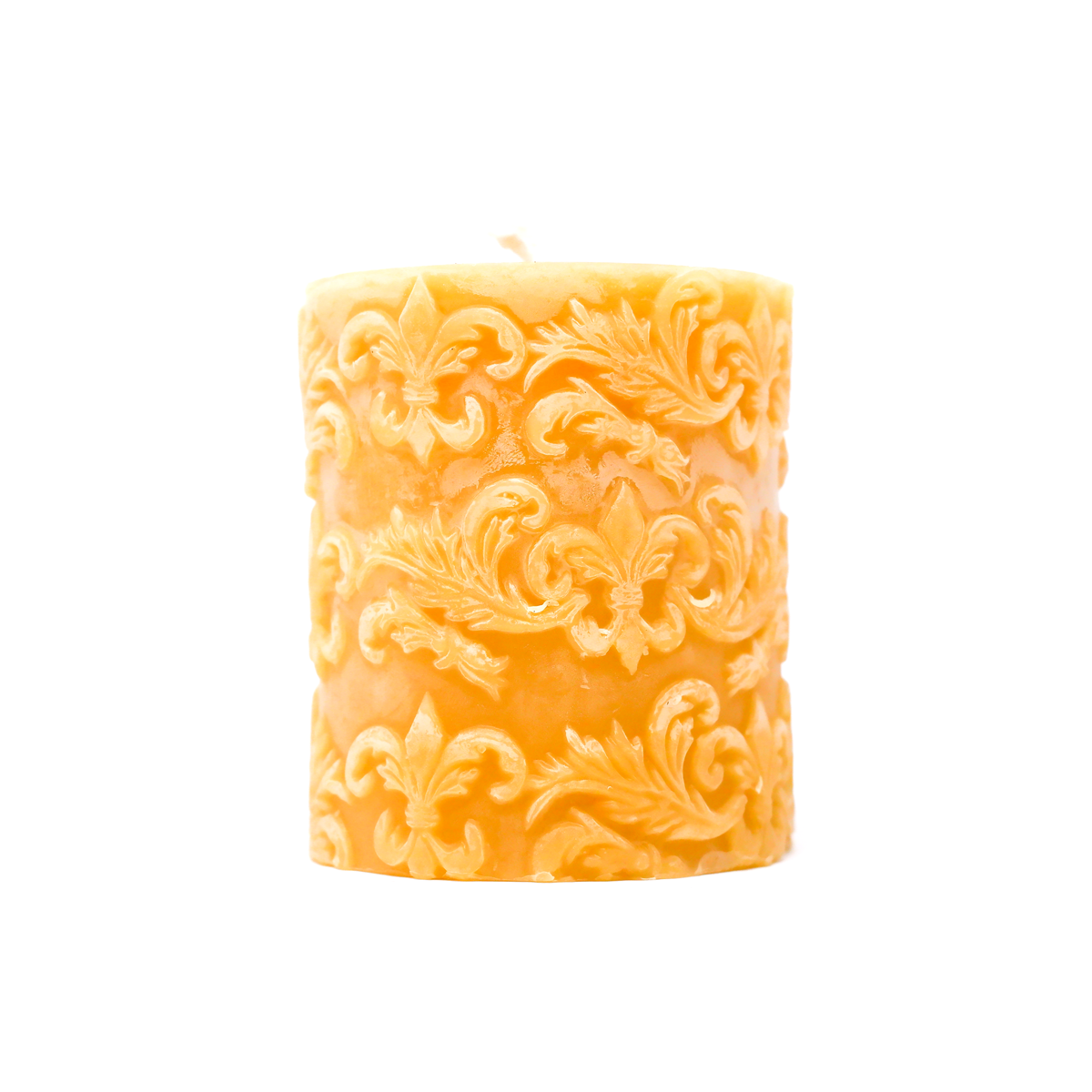 Beeswax Fleur de Lis Pillar Candle